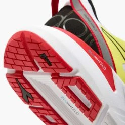 Diadora Men's Mythos Blushield Volo 3 Running Shoe- White/Black/Yellow Fluo - Regular (D) -Fashion Shoes Shop 101.179090 C0008 25 HR