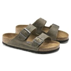 Birkenstock Arizona Soft Footbed Faded Khaki Oiled Nubuck Leather- Regular/Wide -Fashion Shoes Shop 1019313 pair