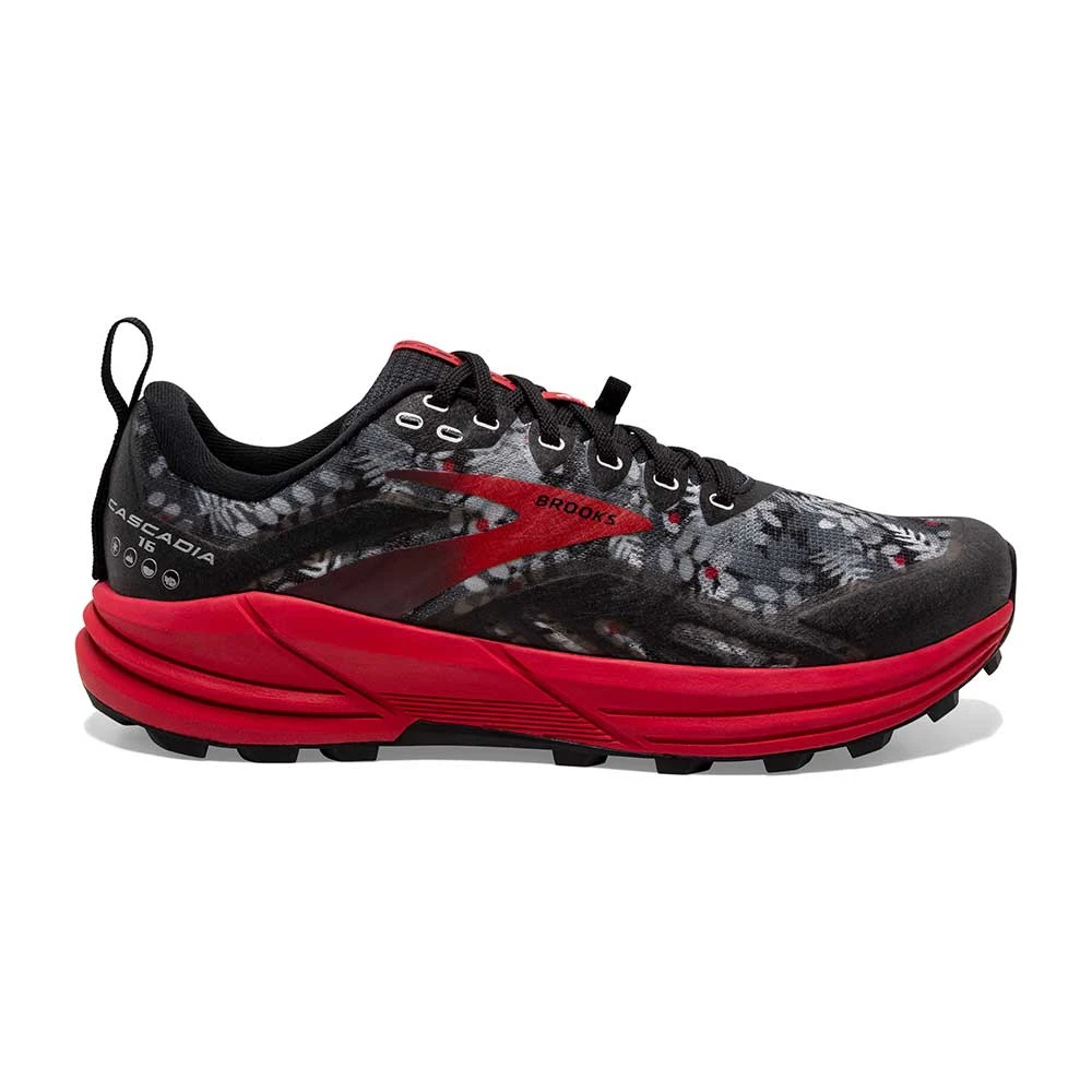 BROOKS Men's Cascadia 16 Trail Running Shoe - Black/Grey/Red - Regular (D) 1 BROOKS Men's Cascadia 16 Trail Running Shoe - Black/Grey/Red - Regular (D)