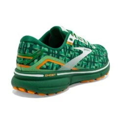 BROOKS Men's Ghost 15 Run Lucky Running Shoe- Green/White/Orange- Regular (D) -Fashion Shoes Shop 110393 371 H Ghost 15