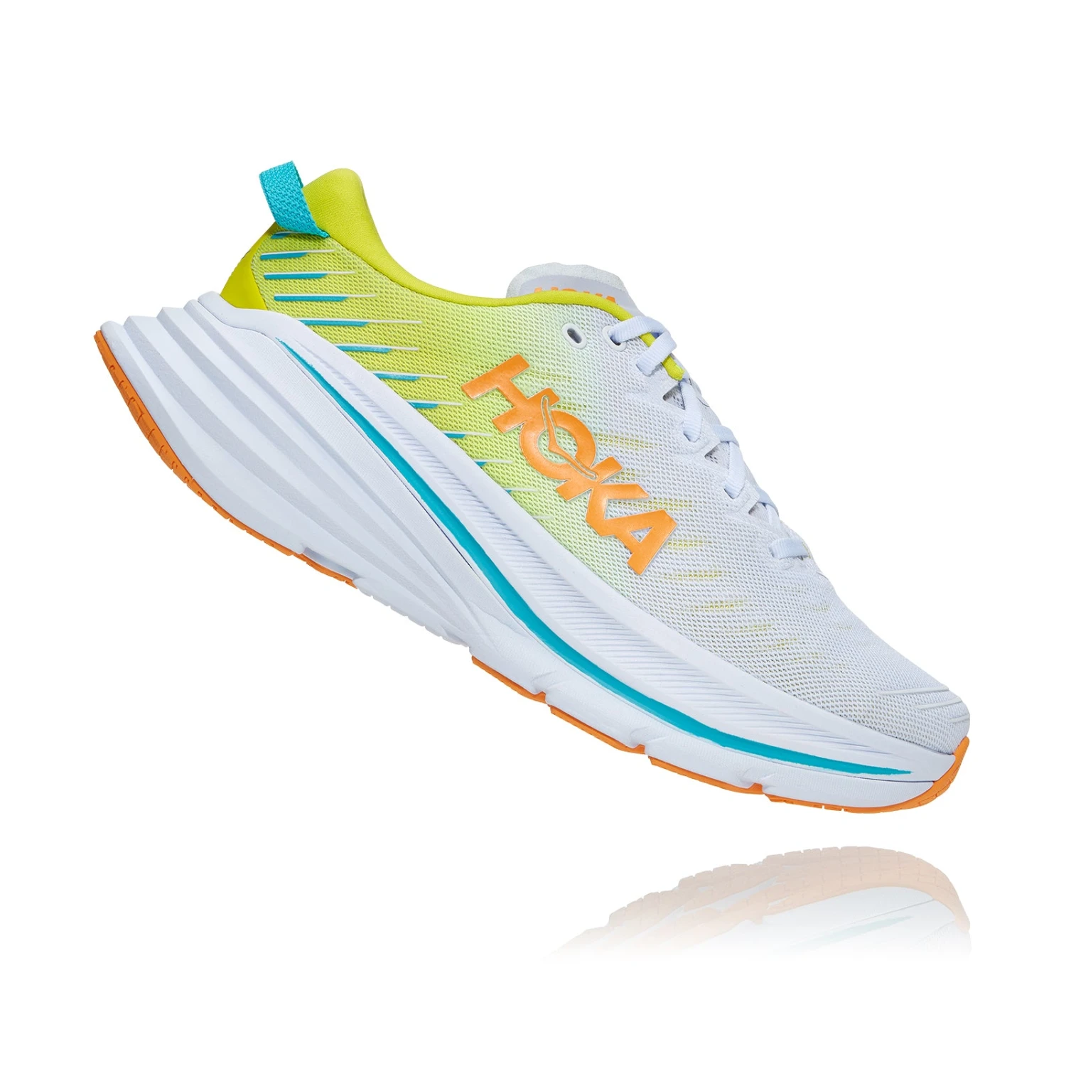 Hoka Men's Bondi X Running Shoe - White/Evening Primrose - Regular (D) 1 Hoka Men's Bondi X Running Shoe - White/Evening Primrose - Regular (D)