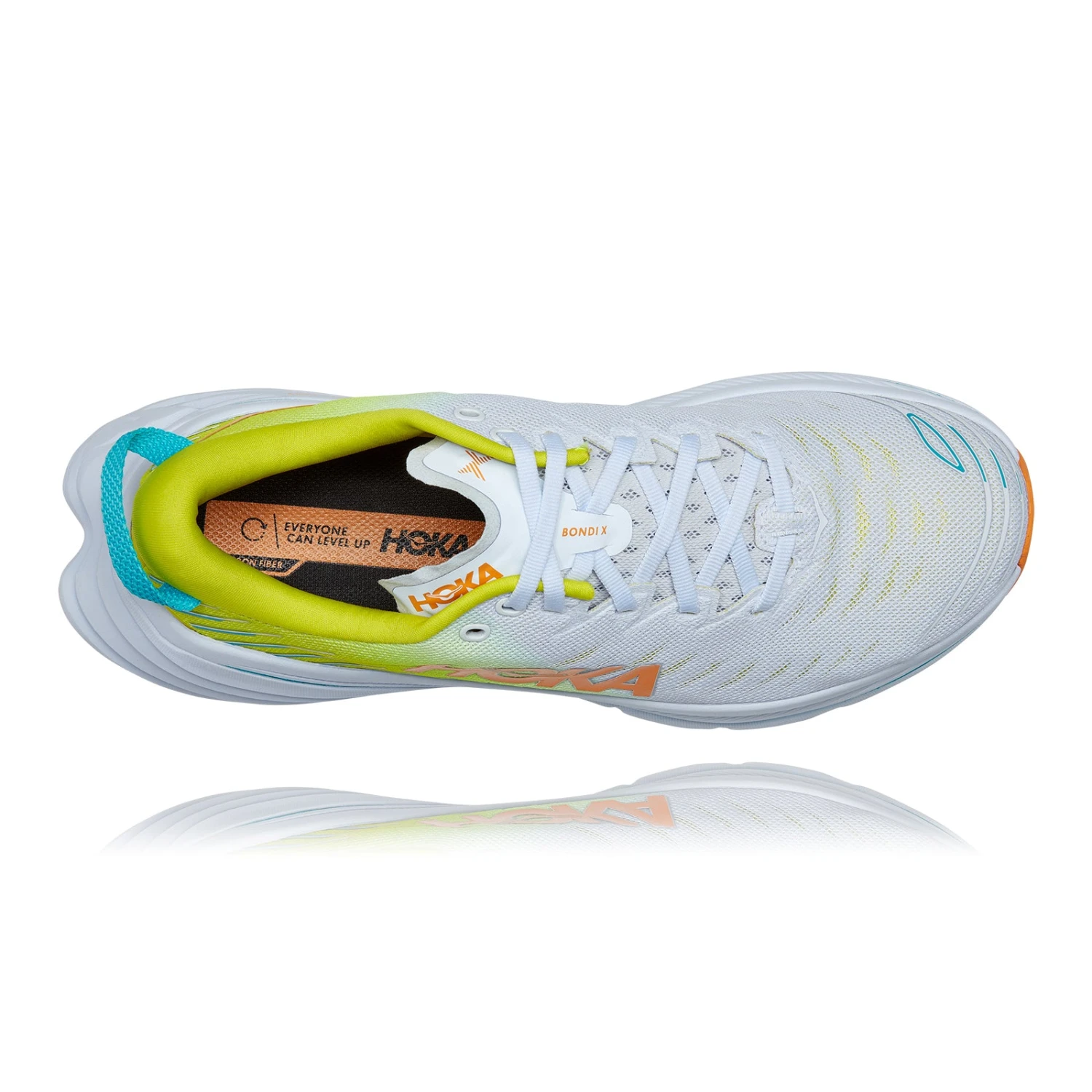 Hoka Men's Bondi X Running Shoe - White/Evening Primrose - Regular (D) 5 Hoka Men's Bondi X Running Shoe - White/Evening Primrose - Regular (D) - Image 5