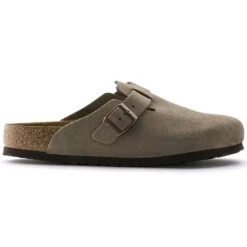 Birkenstock Boston Soft Footbed Taupe Suede- Regular/Wide -Fashion Shoes Shop 560771 side bost tau