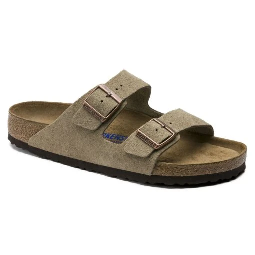 Birkenstock Arizona Soft Footbed Taupe Suede Leather Sandal - Taupe- Regular/Wide -Fashion Shoes Shop 951303