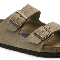 Birkenstock Arizona Soft Footbed Taupe Suede Leather Sandal - Taupe- Regular/Wide -Fashion Shoes Shop 951303 detail 1