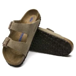 Birkenstock Arizona Soft Footbed Taupe Suede Leather Sandal - Taupe- Regular/Wide -Fashion Shoes Shop 951303 sole