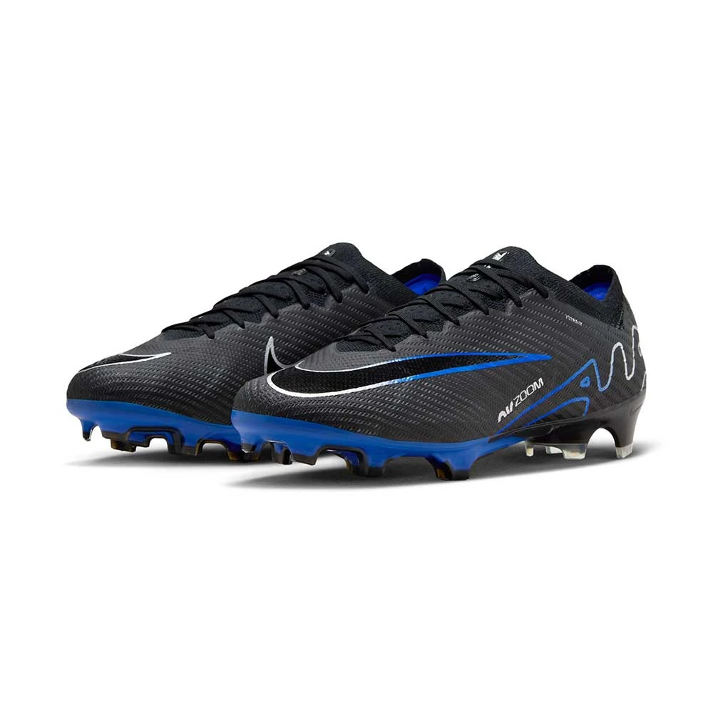 Nike Zoom Mercurial Vapor 15 Elite FG Soccer Cleat- Black/Chrome-Hyper Blue- Regular (D) 3 Nike Zoom Mercurial Vapor 15 Elite FG Soccer Cleat- Black/Chrome-Hyper Blue- Regular (D) - Image 3
