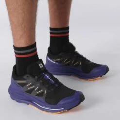 Salomon Men's Pulsar Trail Shoe - Black/Clematis Blue/Blazing Orange- Regular (D) -Fashion Shoes Shop L41603200 b1e1cabd0093cd16fb7753cd530c28a3